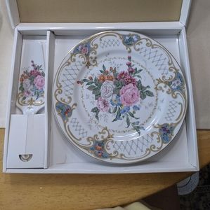 Vintage Andrea porcelain cake plate and server